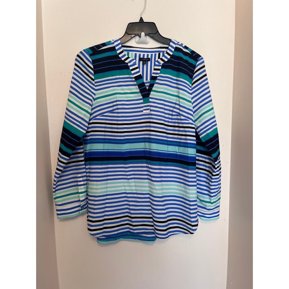 Talbots M Striped Blue Blouse